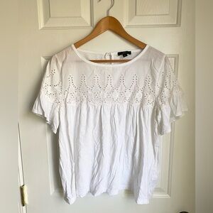 J. Crew White Embellished Relaxed Blouse / T-Shirt Size Large
